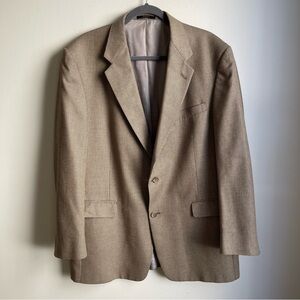 Vintage Hart Schaffner Marx Wool Beige Check Sport Coat Blazer Nordstrom 44 R